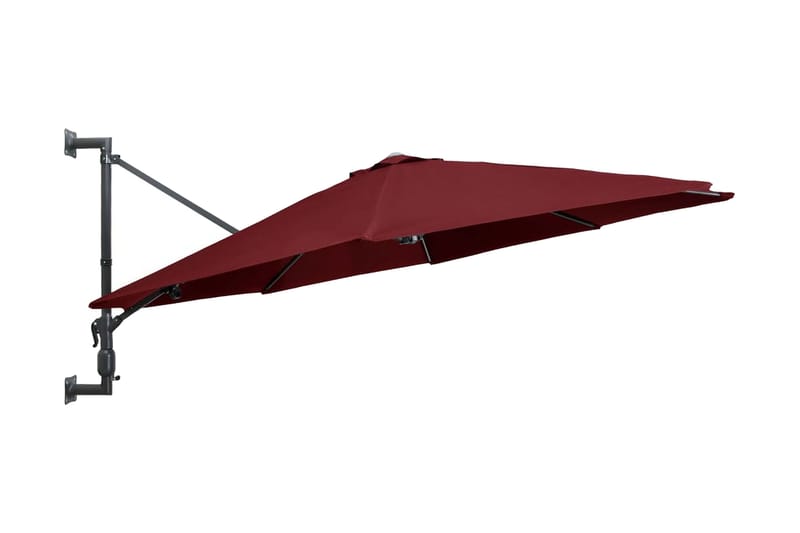 Väggmonterat parasoll med metallstång 300 cm vinröd - Röd - Utemöbler - Solskydd - Parasoll