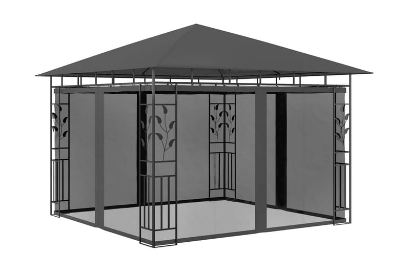 Paviljong med myggnät 3x3x2,73 m antracit 180 g/m² - Grå - Utemöbler - Solskydd - Pergola