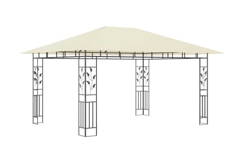 Paviljong med myggnät 4x3x2,73 m gräddvit 180 g/m² - Vit - Utemöbler - Solskydd - Paviljong - Komplett paviljong