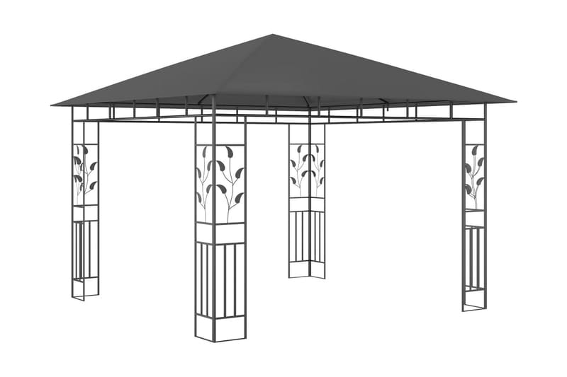 Paviljong med myggnät och ljusslinga LED 3x3x2,73m antracit - Grå - Utemöbler - Solskydd - Paviljong - Komplett paviljong