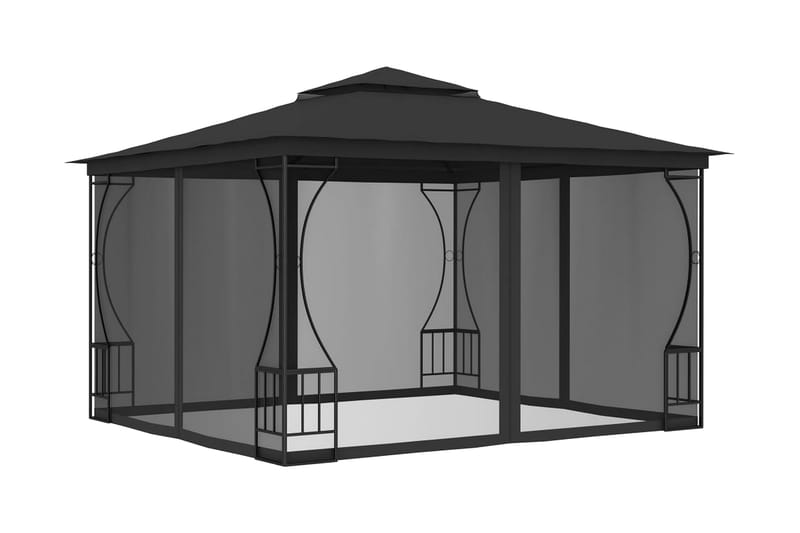 Paviljong med nät 300x300x265 cm antracit - Grå - Utemöbler - Solskydd - Paviljong - Komplett paviljong