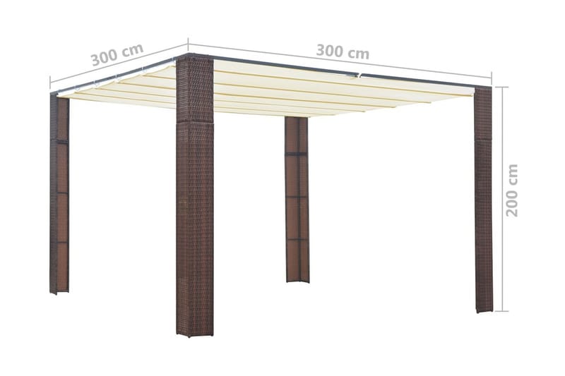 Paviljong med tak konstrotting 300x300x200 cm brun och grädd - Brun - Utemöbler - Solskydd - Paviljong - Komplett paviljong