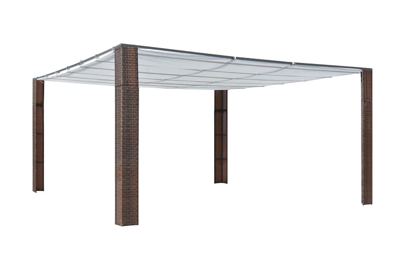 Paviljong med tak konstrotting 400x400x200 cm brun och grädd - Brun - Utemöbler - Solskydd - Paviljong - Komplett paviljong