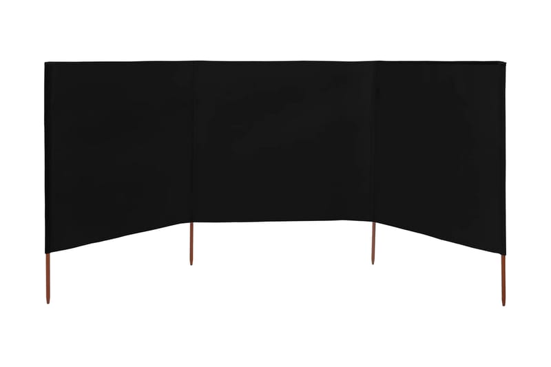 Vindskydd 3 paneler tyg 400x160 cm svart - Svart - Utemöbler - Solskydd - Skärmskydd & vindskydd - Skärm