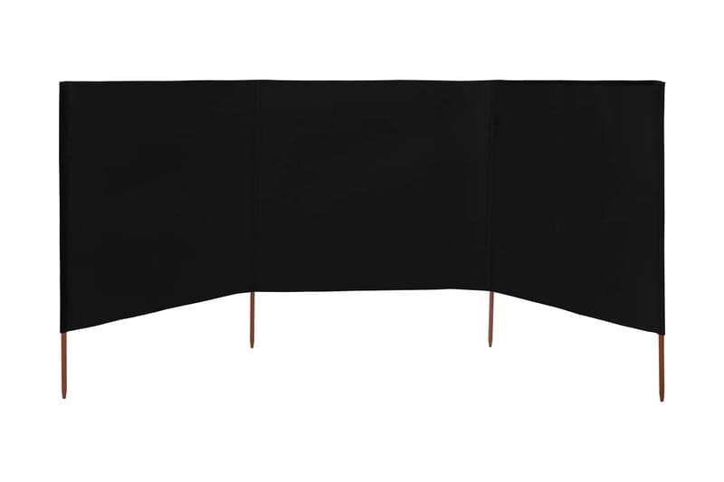Vindskydd 3 paneler tyg 400x80 cm svart - Svart - Utemöbler - Solskydd - Skärmskydd & vindskydd - Skärm