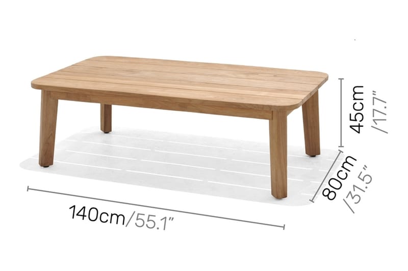 Bahamas Cafébord 80 cm - Trä/Natur - Utemöbler - Utebord & trädgårdsbord - Cafebord