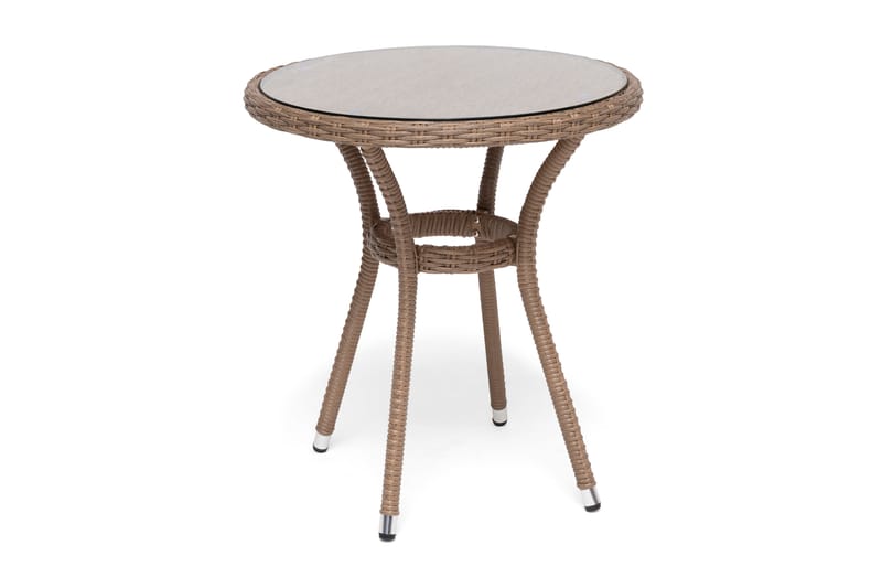 Hillerstorp Lotus Cafébord 65 cm Rund - Klarglas/Beige - Utemöbler - Balkong - Balkongmöbler - Balkongbord