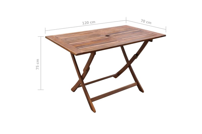 Hopfällbart trädgårdsbord 120x70x75 cm massivt akaciaträ - Brun - Utemöbler - Utebord & trädgårdsbord - Cafebord