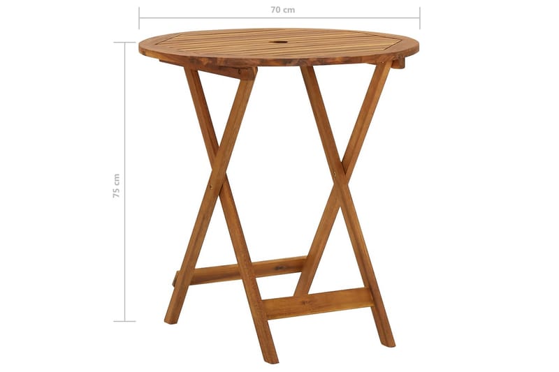 Hopfällbart trädgårdsbord 70 cm massivt akaciaträ - Brun - Utemöbler - Utebord & trädgårdsbord - Cafebord