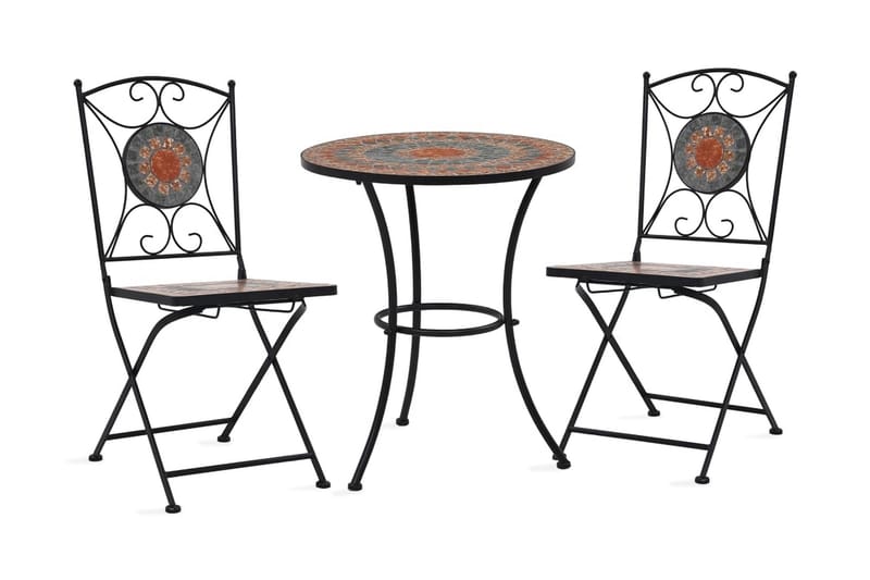 Mosaikbord 3 st keramik orange/grå - Orange - Utemöbler - Balkong - Balkongmöbler - Balkongbord