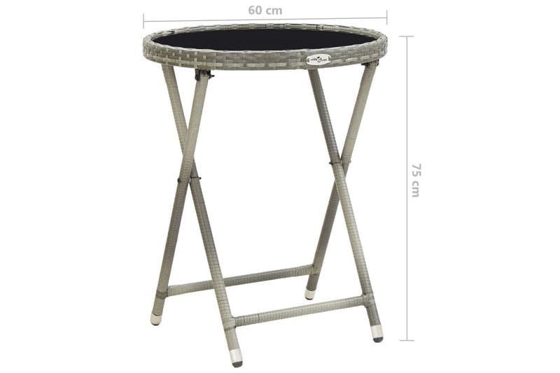 Tebord grå 60 cm konstrotting och härdat glas - Grå - Utemöbler - Utebord & trädgårdsbord - Cafebord