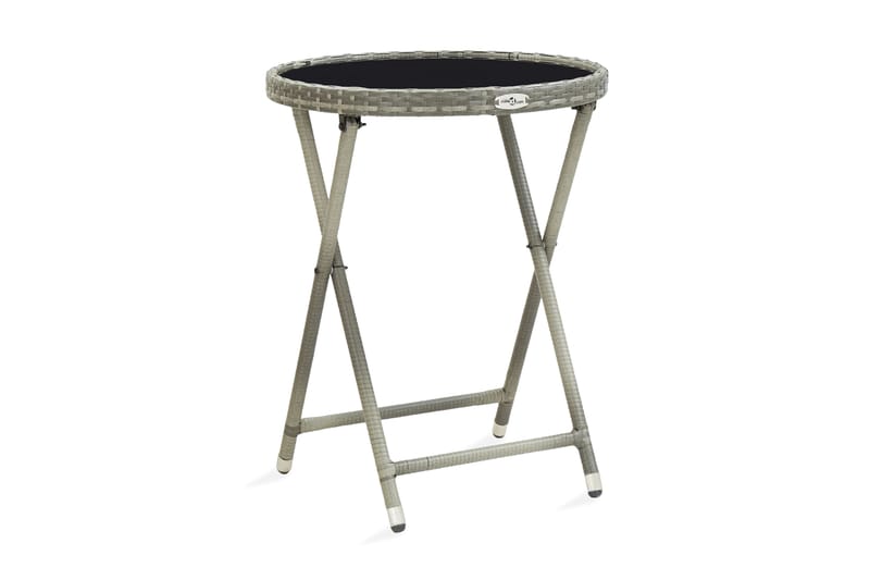 Tebord grå 60 cm konstrotting och härdat glas - Grå - Utemöbler - Balkong - Balkongmöbler - Balkongbord