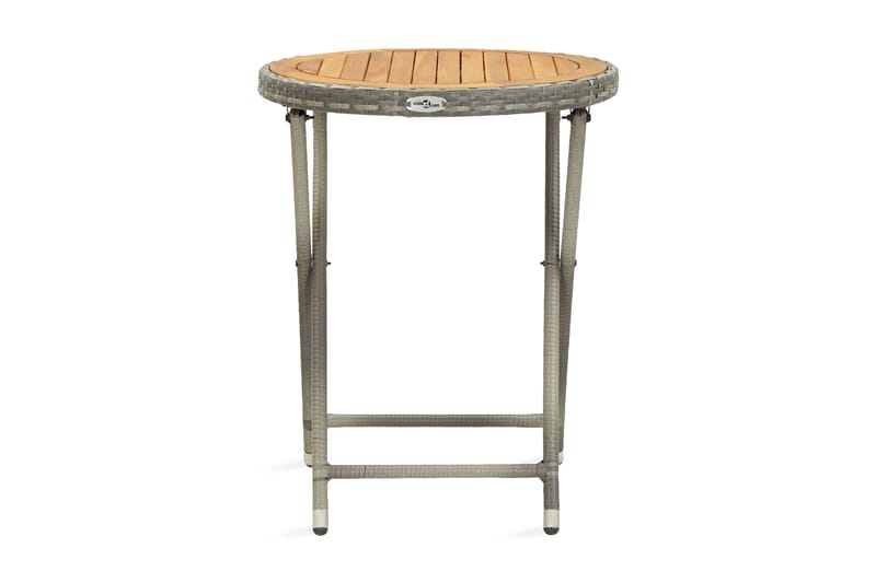 Tebord grå 60 cm konstrotting och massivt akaciaträ - Grå - Utemöbler - Balkong - Balkongmöbler - Balkongbord