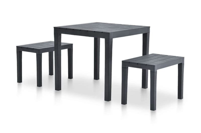 Trädgårdsbord med 2 bänkar plast antracit - Grå - Utemöbler - Utebord & trädgårdsbord - Cafebord