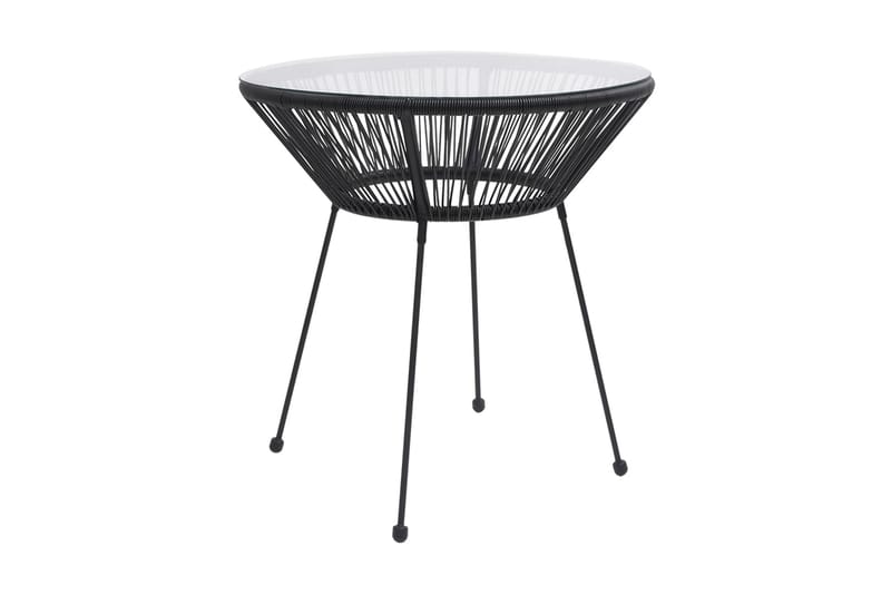 Trädgårdsbord svart Ã˜70x74 cm rotting och glas - Svart - Utemöbler - Utebord & trädgårdsbord - Cafebord