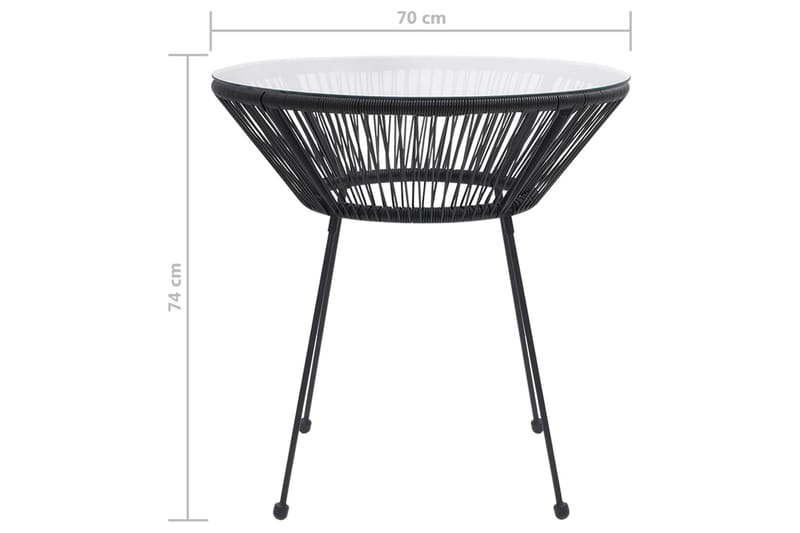 Trädgårdsbord svart Ã˜70x74 cm rotting och glas - Svart - Utemöbler - Utebord & trädgårdsbord - Cafebord