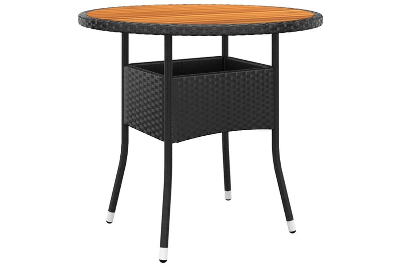 Utebord Ã˜80x75 cm akaciaträ och konstrotting svart - Svart - Utemöbler - Utebord & trädgårdsbord - Cafebord