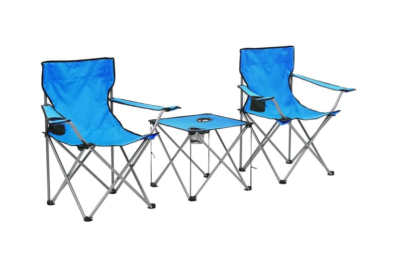 Campingbord och stolar 3 delar blå - Blå - Utemöbler - Utebord & trädgårdsbord - Campingbord
