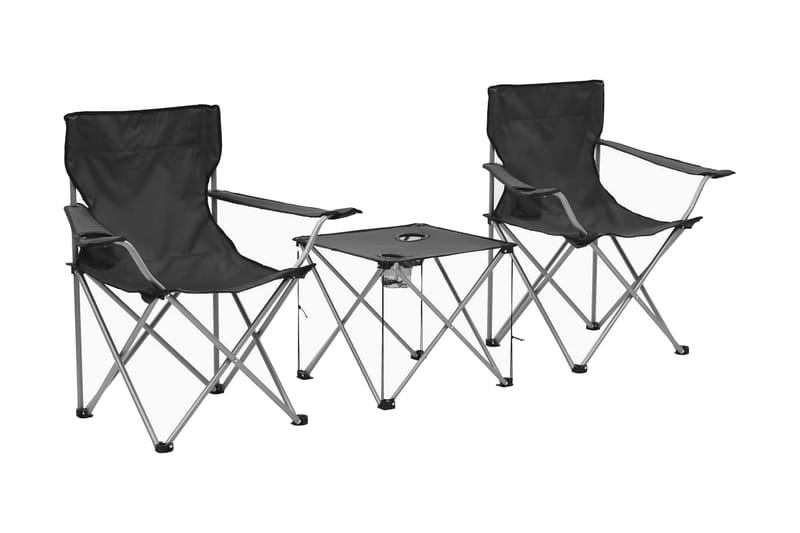 Campingbord och stolar 3 delar grå