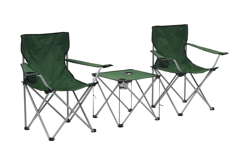 Campingbord och stolar 3 delar grön - Grön - Utemöbler - Utebord & trädgårdsbord - Campingbord