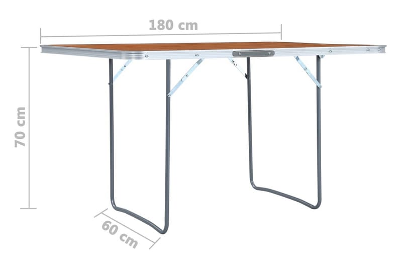 Hopfällbart campingbord aluminium 180x60 cm - Brun - Utemöbler - Utebord & trädgårdsbord - Campingbord