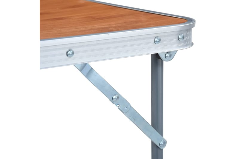 Hopfällbart campingbord med metallram 80x60 cm - Brun - Utemöbler - Utebord & trädgårdsbord - Campingbord