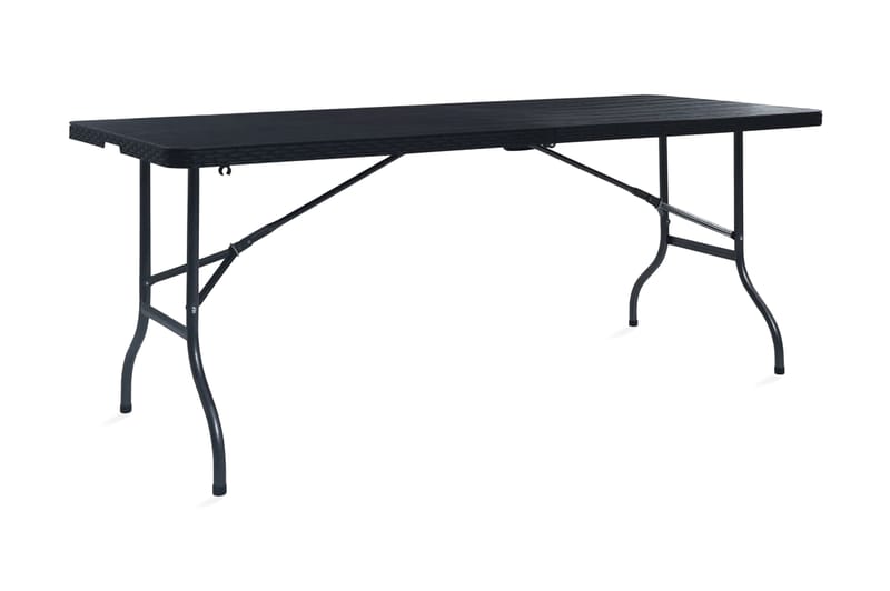 Hopfällbart trädgårdsbord svart 180x75x72 cm HDPE konstrotti - Svart - Utemöbler - Utebord & trädgårdsbord - Matbord utomhus