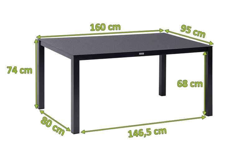 OUTFLEXX Matbord 160x95 cm - Grå - Utemöbler - Utebord & trädgårdsbord - Matbord utomhus