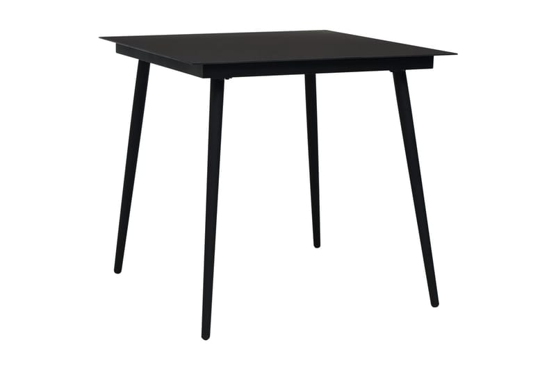 Trädgårdsbord svart 80x80x74 cm stål och glas - Svart - Utemöbler - Utebord - Matbord