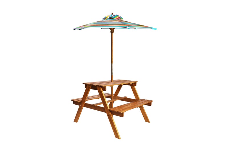 Picknickbord för barn med parasoll 79x90x60 cm massivt akaci - Brun - Utemöbler - Utebord & trädgårdsbord - Picknickbord & bänkbord