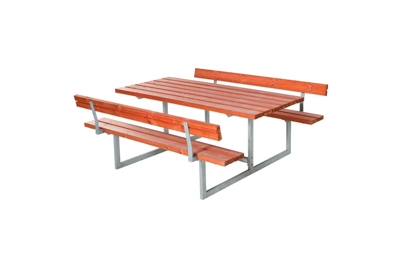 PLUS Basic Bänkset med 2 Ryggstöd 177 cm Grundmålad Teak - Utemöbler - Utebord & trädgårdsbord - Picknickbord & bänkbord