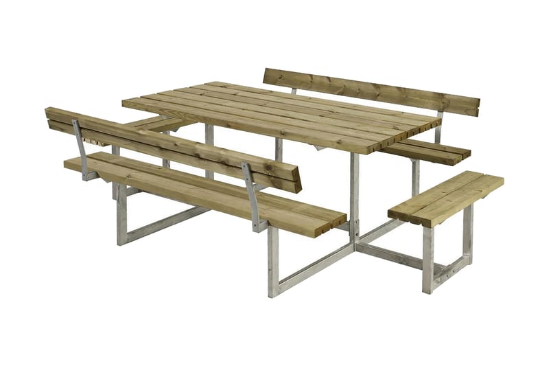 PLUS Basic Bänkset med 2 Ryggstöd + 2 Påbyggnader - Beige/Grå - Utemöbler - Utebord & trädgårdsbord - Picknickbord & bänkbord