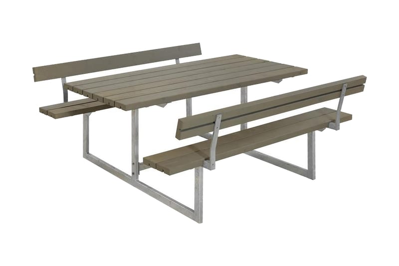 PLUS Basic Bänkset med 2 Ryggstöd - Gråbrun - Utemöbler - Utebord & trädgårdsbord - Picknickbord & bänkbord