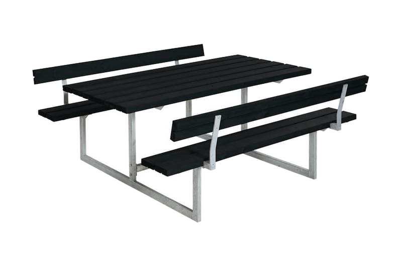 PLUS Basic Bänkset med 2 Ryggstöd - Svart - Utemöbler - Utebord & trädgårdsbord - Picknickbord & bänkbord