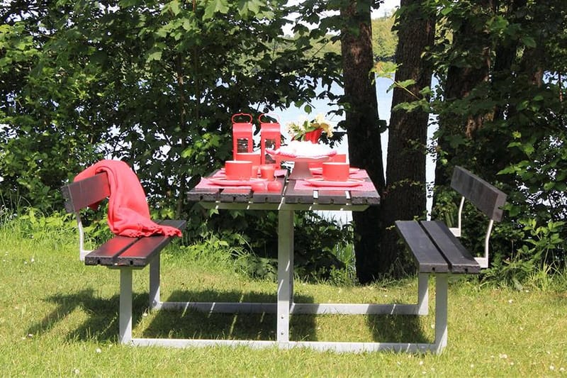 PLUS Basic Bänkset med 2 Ryggstöd - Svart - Utemöbler - Utebord & trädgårdsbord - Picknickbord & bänkbord