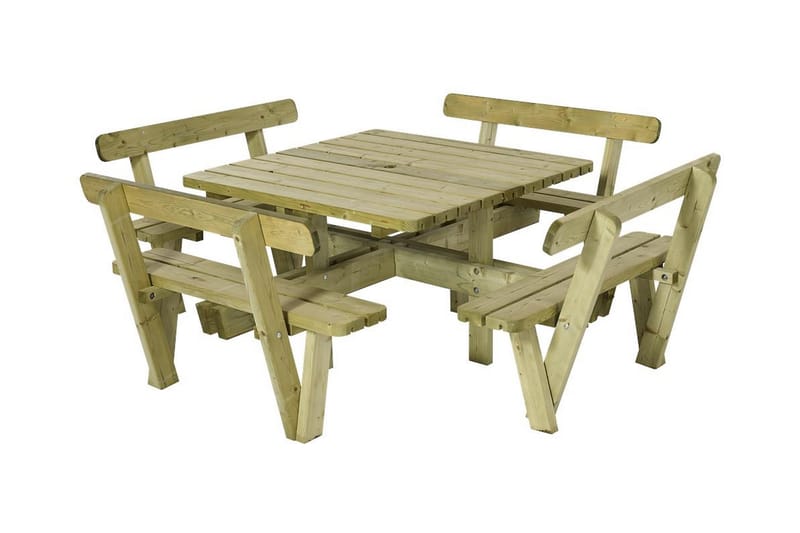 PLUS Gudrun Picknickbord med Ryggstöd - Naturell - Utemöbler - Utebord & trädgårdsbord - Picknickbord & bänkbord