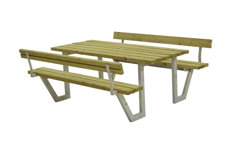 PLUS Wega Bänkset med 2 Ryggstöd 177 cm Tryckimpregnerat - Utemöbler - Utebord & trädgårdsbord - Picknickbord & bänkbord