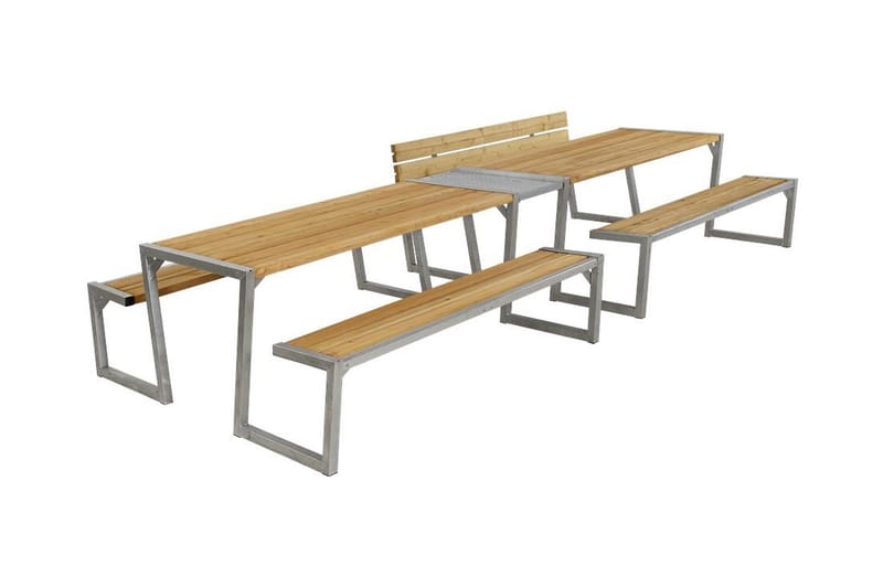 PLUS Zigma Picknickbord med Bänk 2-Del - Brun/Beige - Utemöbler - Utebord & trädgårdsbord - Picknickbord & bänkbord