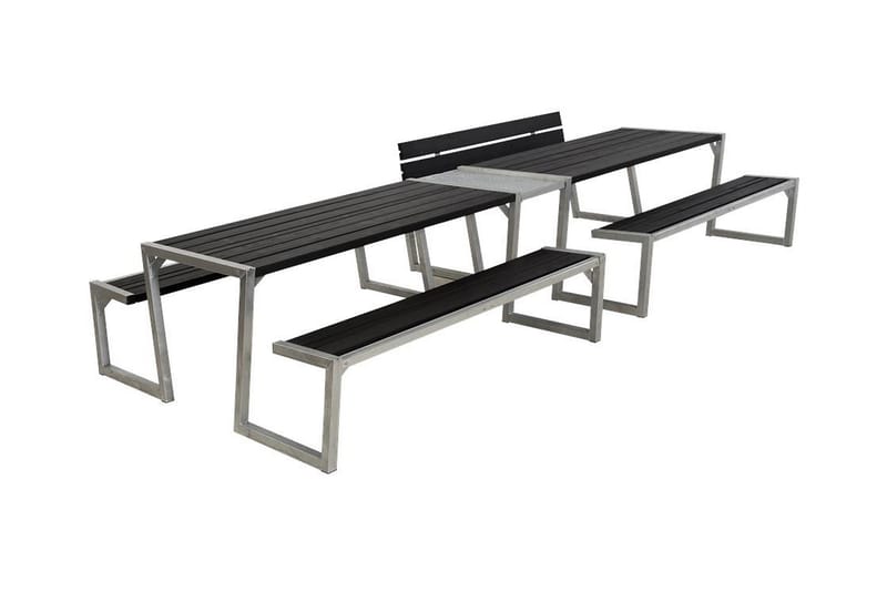 PLUS Zigma Picknickbord med Bänk 2-Del - Svart - Utemöbler - Utebord & trädgårdsbord - Picknickbord & bänkbord