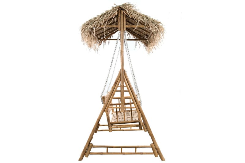 2-sits hammock med palmblad och dyna bambu 202 cm - Grå - Utemöbler - Utesoffa - Hammock