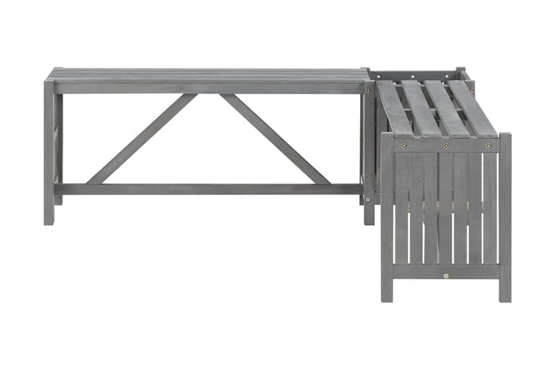 Hörnbänk med odlingslåda 117 cm massivt akaciaträ grå - Grå - Utemöbler - Utebord & trädgårdsbord - Cafebord