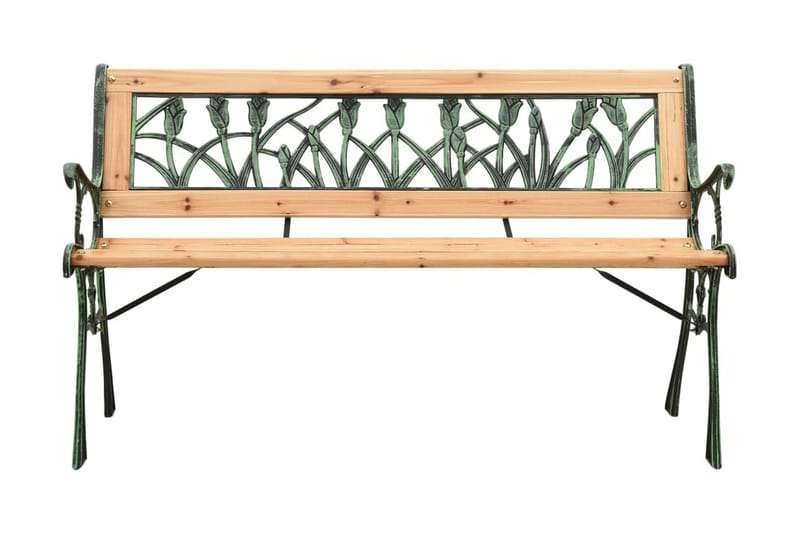 Trädgårdsbänk 122 cm gjutjärn och massivt granträ - Brun - Utemöbler - Utesoffa - Trädgårdsbänk & utebänk