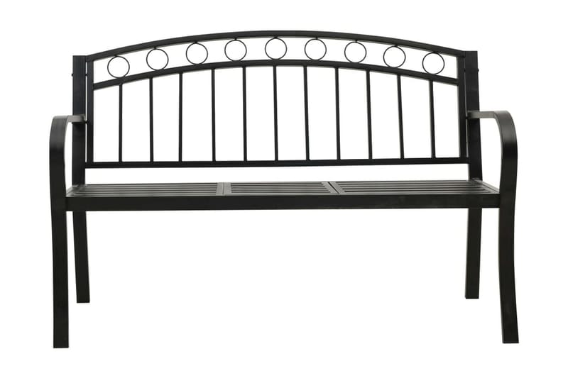 Trädgårdsbänk med bord 125 cm stål svart - Svart - Utemöbler - Utesoffa - Trädgårdsbänk & utebänk