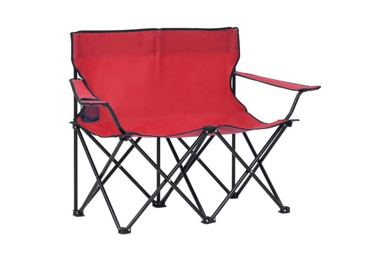 2-sits hopfällbar campingstol stål och tyg röd