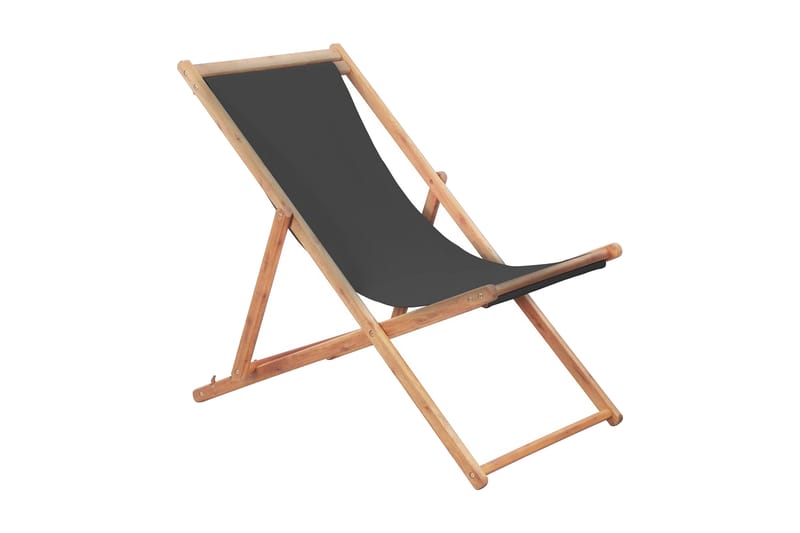 Hopfällbar strandstol tyg och träram grå - Grå - Utemöbler - Utestol & trädgårdsstol - Brassestolar & campingstolar
