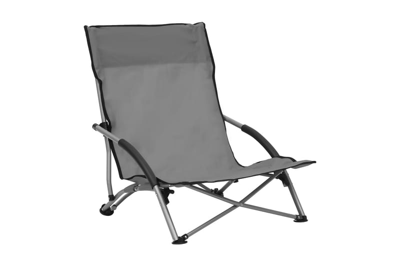 Hopfällbara strandstolar 2 st grå tyg - Grå - Utemöbler - Utestol & trädgårdsstol - Brassestolar & campingstolar