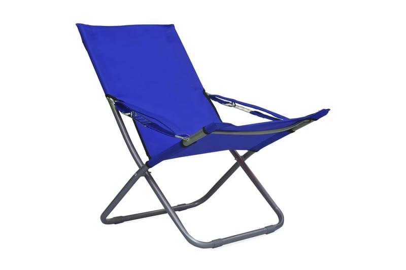Hopfällbara strandstolar 2 st tyg blå - Blå - Utemöbler - Utestol & trädgårdsstol - Brassestolar & campingstolar