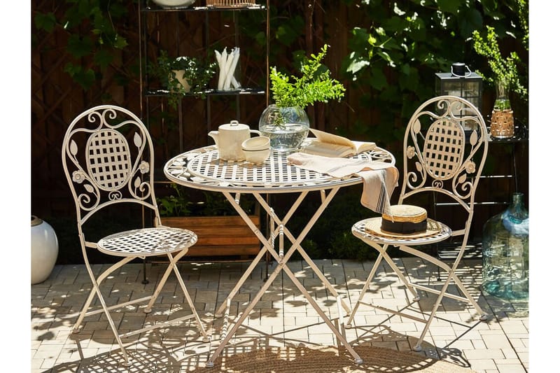 Trådgårdsstol 4 st krämvit BIVIO - Vit - Utemöbler - Utestol & trädgårdsstol - Matstol & karmstol utomhus