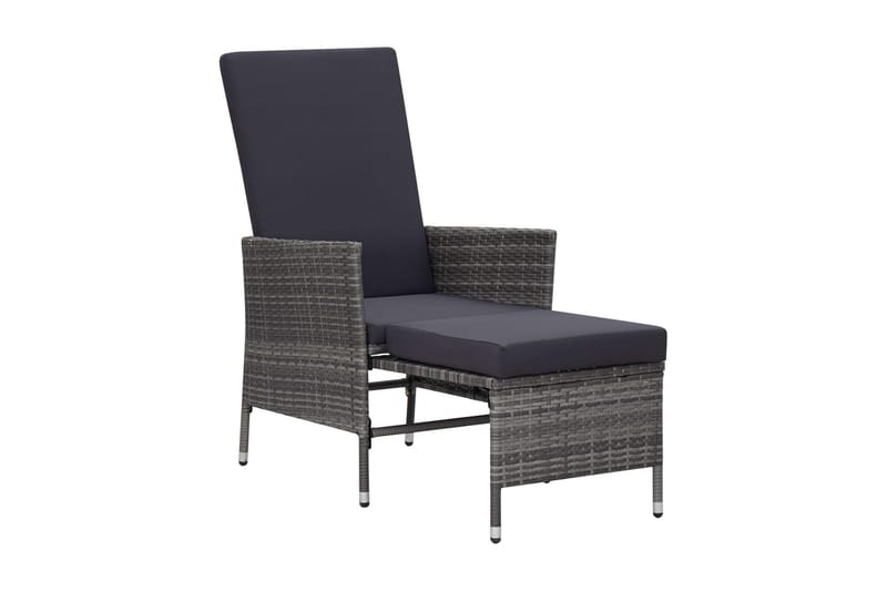 Justerbar trädgårdsstol med dynor konstrotting grå - Grå - Utemöbler - Utestol & trädgårdsstol - Positionsstol