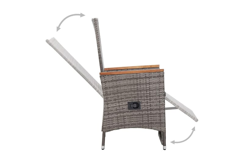 Justerbara trädgårdsstolar 2 st med dynor konstrotting grå - Grå - Utemöbler - Utestol & trädgårdsstol - Positionsstol